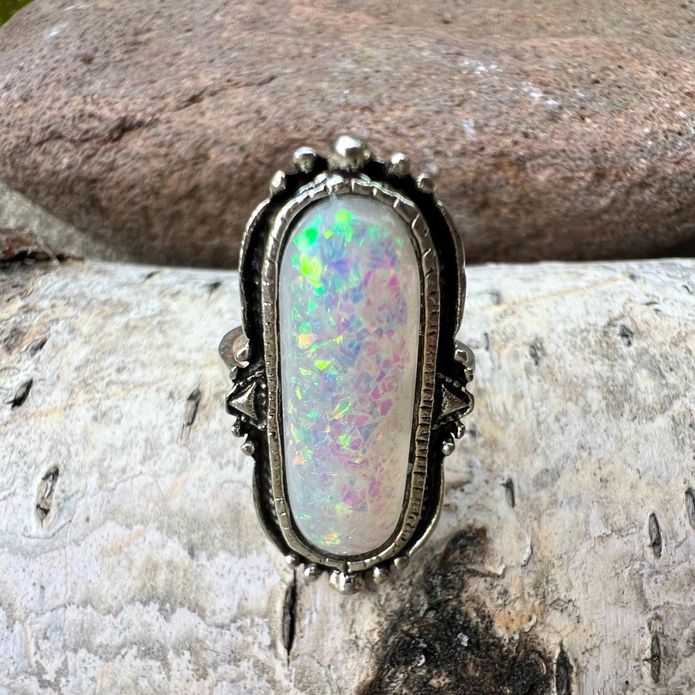 💍 Opal Vibe Silver Statement Ring